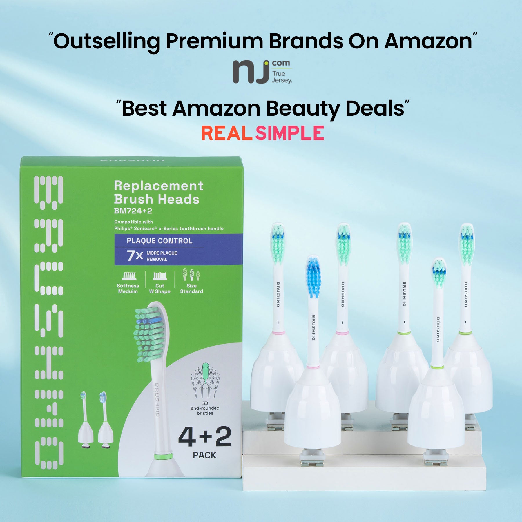 Variety Replacement Toothbrush Heads for Philips Sonicare e-Series - Combo, White