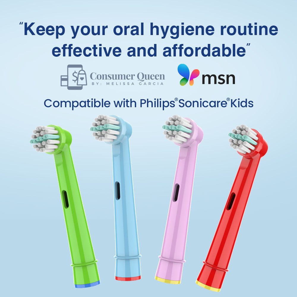 Replacement Toothbrush Heads Compatible with Oral-B Kids Compact (8 Pack)- Assorted Colors