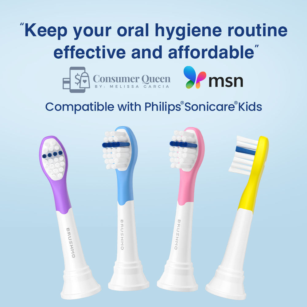 Replacement Toothbrush Heads Compatible with Sonicare for Kids, compact (8 Pack)- Assorted Colors