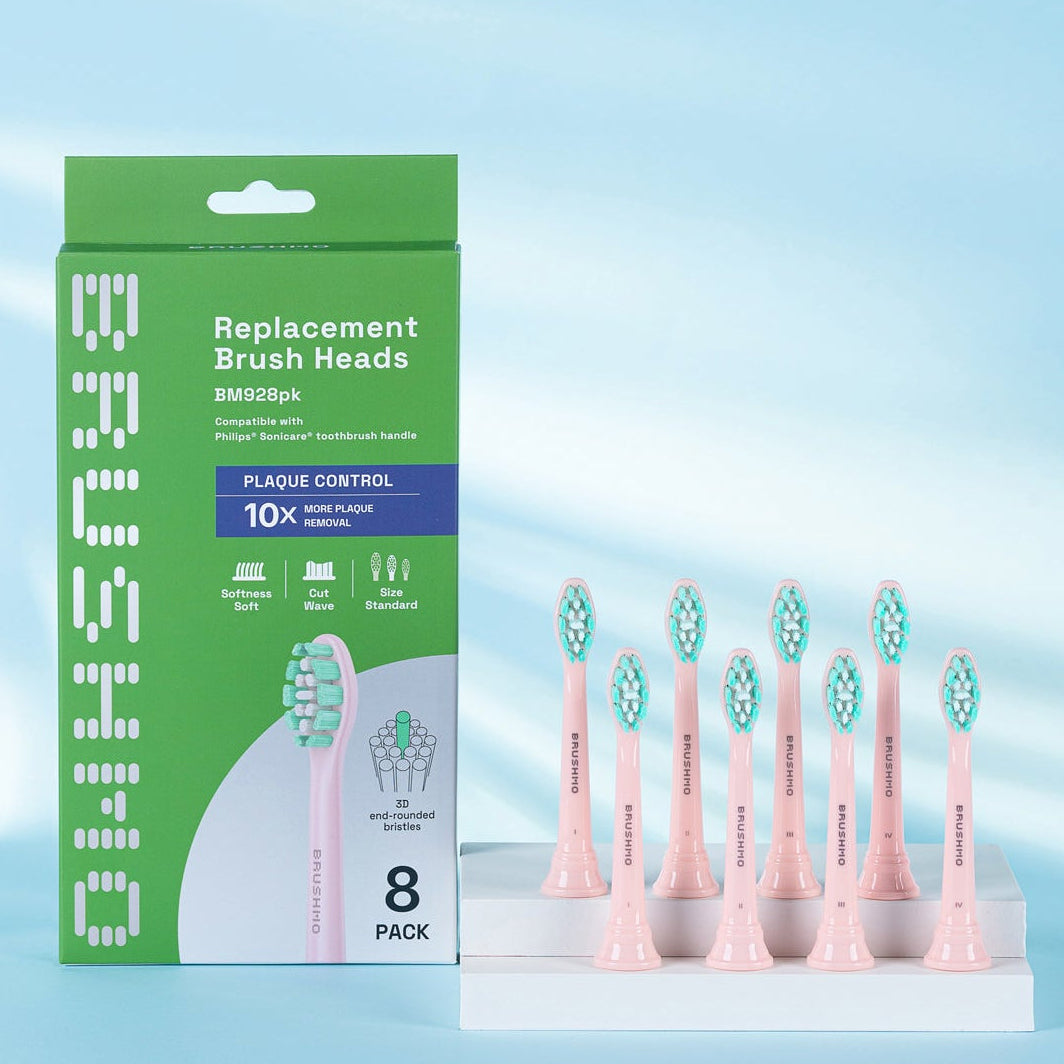 Plaque Control Replacement Toothbrush Heads Compatible with Philips Sonicare - 8 Pack, Pink