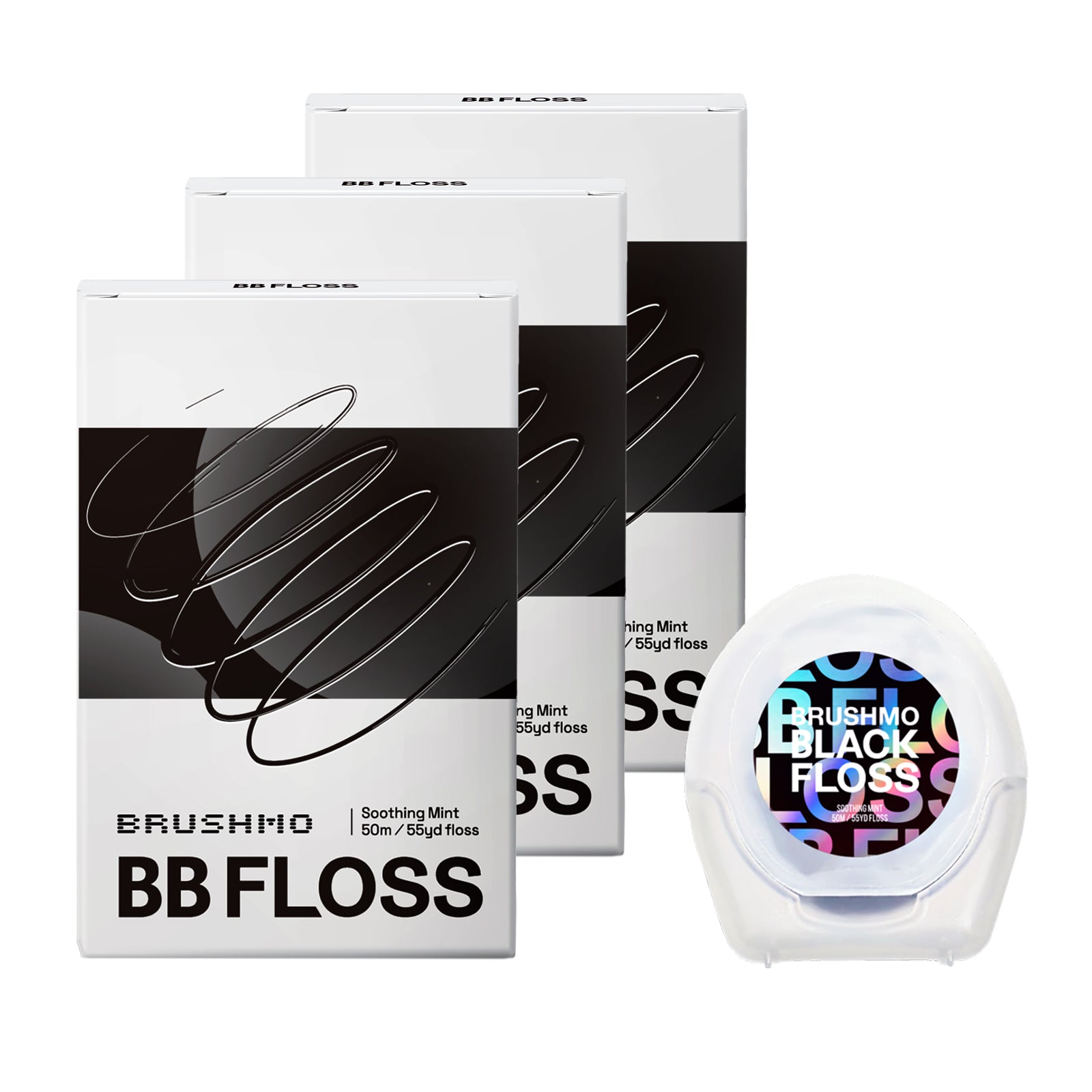 Brushmo Black Floss (BBFloss) Expanding Woven Dental Floss – 165YD, 3 Pack