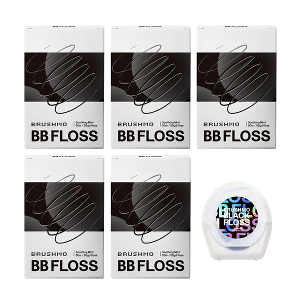 Brushmo Black Floss (BBFloss) Expanding Woven Dental Floss – 275YD, 5 Pack