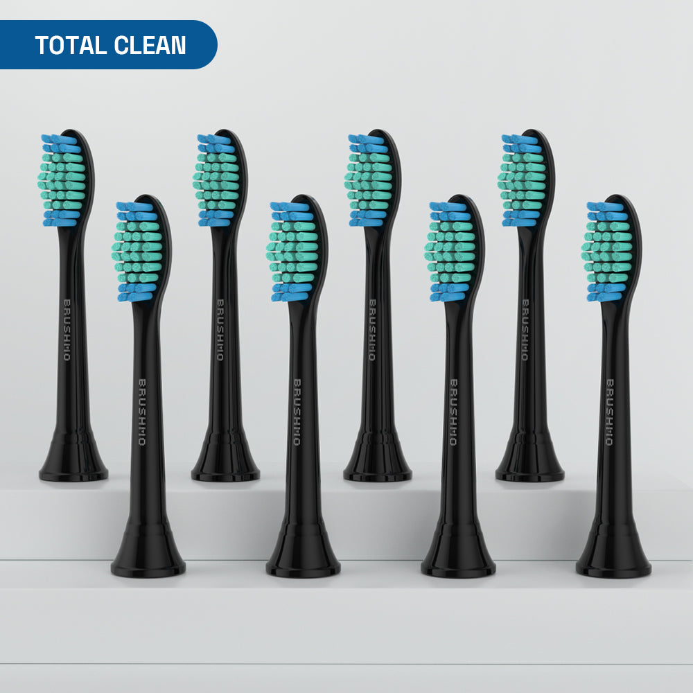 Total Clean Replacement Toothbrush Heads Compatible with Philips Sonicare Electric Toothbrush - 8 Pack, Black