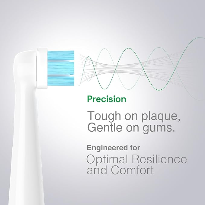 Gentle Clean Replacement Toothbrush Heads Compatible with Oral B iO Series- Plaque Removal, Gum Care, Standard (6 pack), White