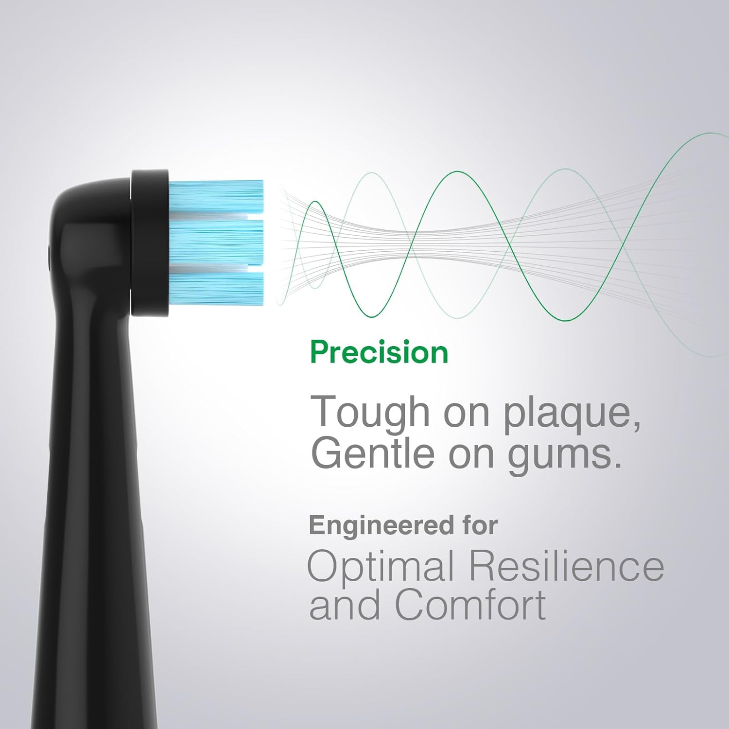 Gentle Clean Replacement Toothbrush Heads Compatible with Oral B iO Series- Plaque Removal, Gum Care, Standard (6 pack), Black