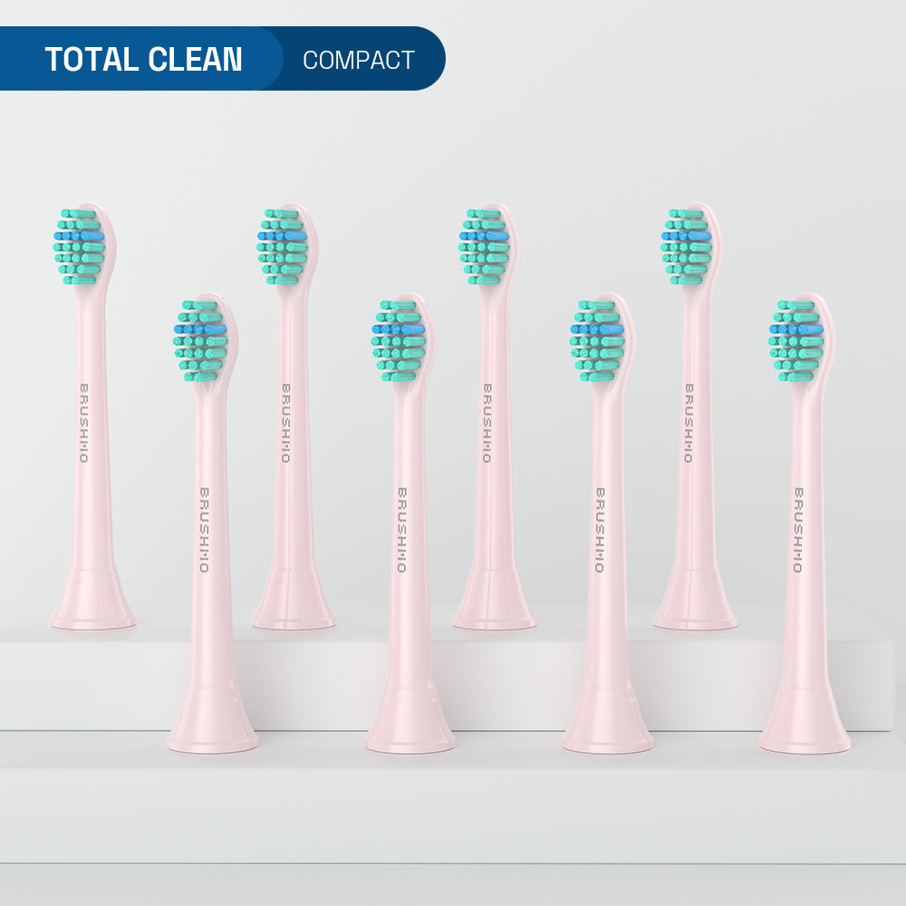 Replacement Toothbrush Heads Compatible with Philips Sonicare - Total Clean (8 Pack), Compact, Pink