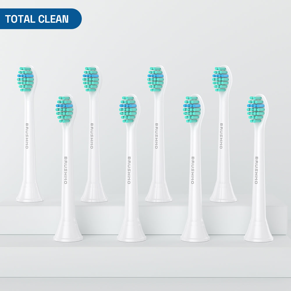 Compact Total Clean Replacement Toothbrush Heads Compatible with Philips Sonicare - 8 Pack, White
