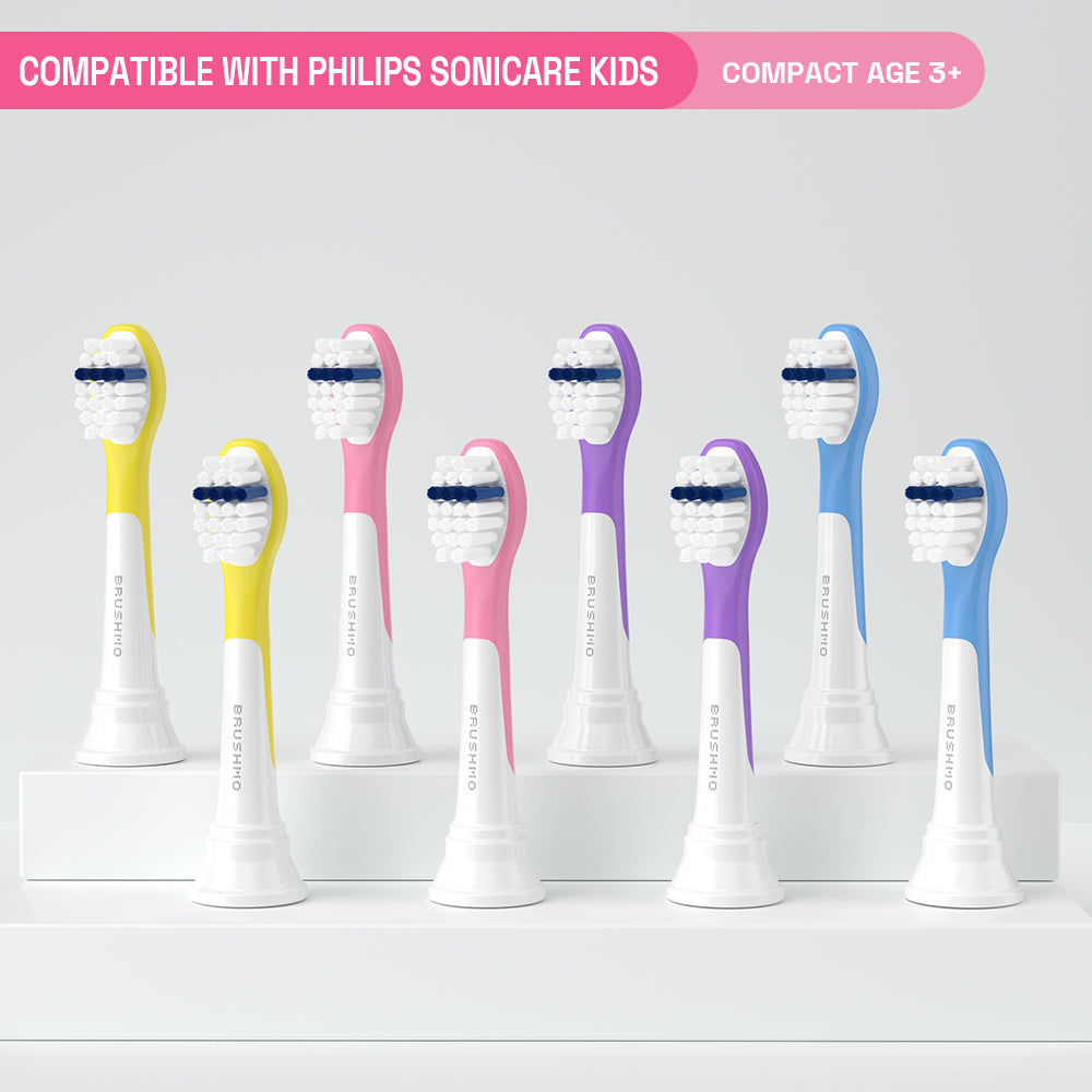 Replacement Toothbrush Heads Compatible with Sonicare for Kids, compact (8 Pack)- Assorted Colors
