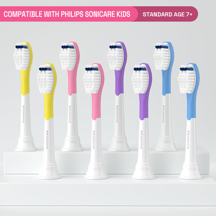 Replacement Toothbrush Heads Compatible with Sonicare for Kids (8 Pack)- Assorted Colors