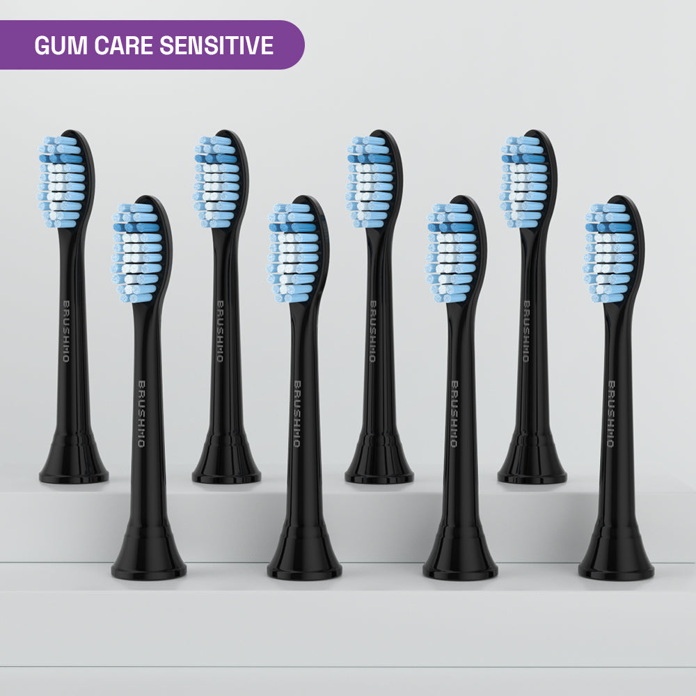 Gum Care Sensitive Replacement Toothbrush Heads Compatible with Philips Sonicare - 8 Pack, Black
