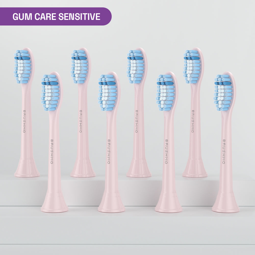 Gum Care Sensitive Replacement Toothbrush Heads Compatible with Philips Sonicare - 8 Pack, Pink