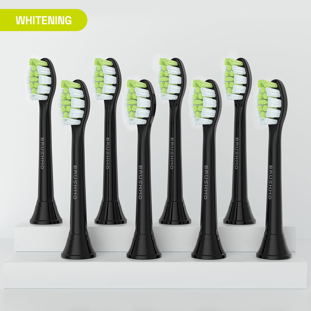Whitening Replacement Toothbrush Heads Compatible with Philips Sonicare DiamondClean - 8 Pack, Black