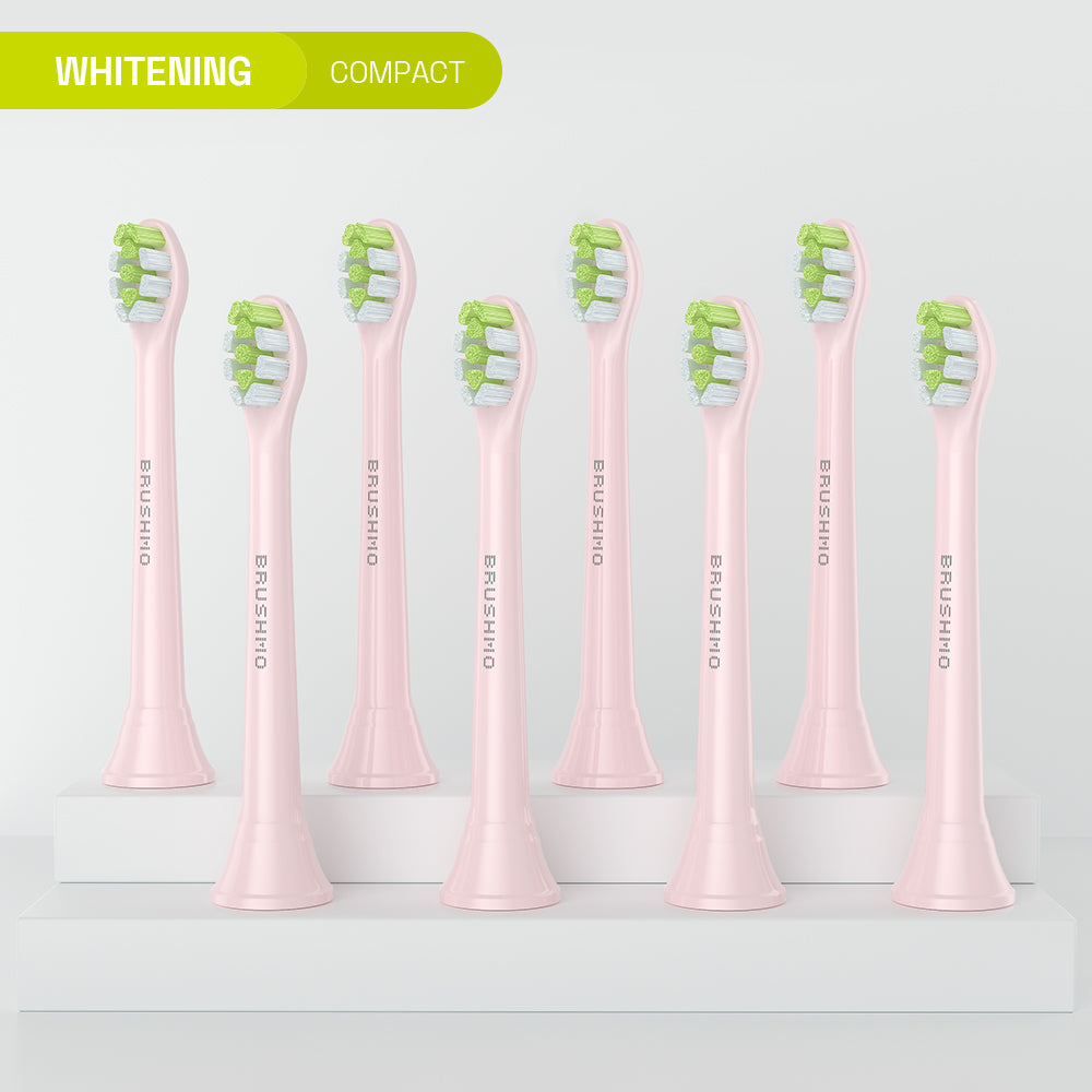 Compact Whitening Replacement Toothbrush Heads Compatible with Sonicare DiamondClean - 8 Pack, Pink