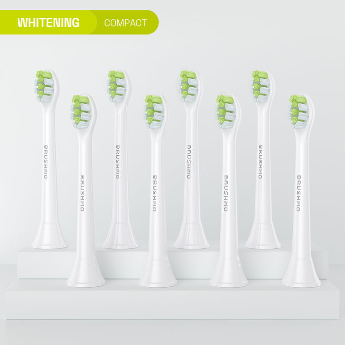 Replacement Toothbrush Heads Compatible with Sonicare- Whitening (8 Pack), Compact, White