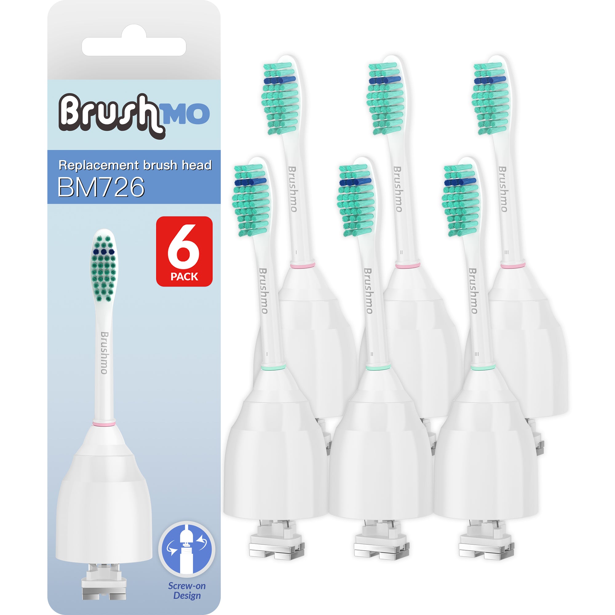 Brushmo Standard Size Replacement Toothbrush Heads Compatible with Philps Sonicare e-Series HX7022, 6pk