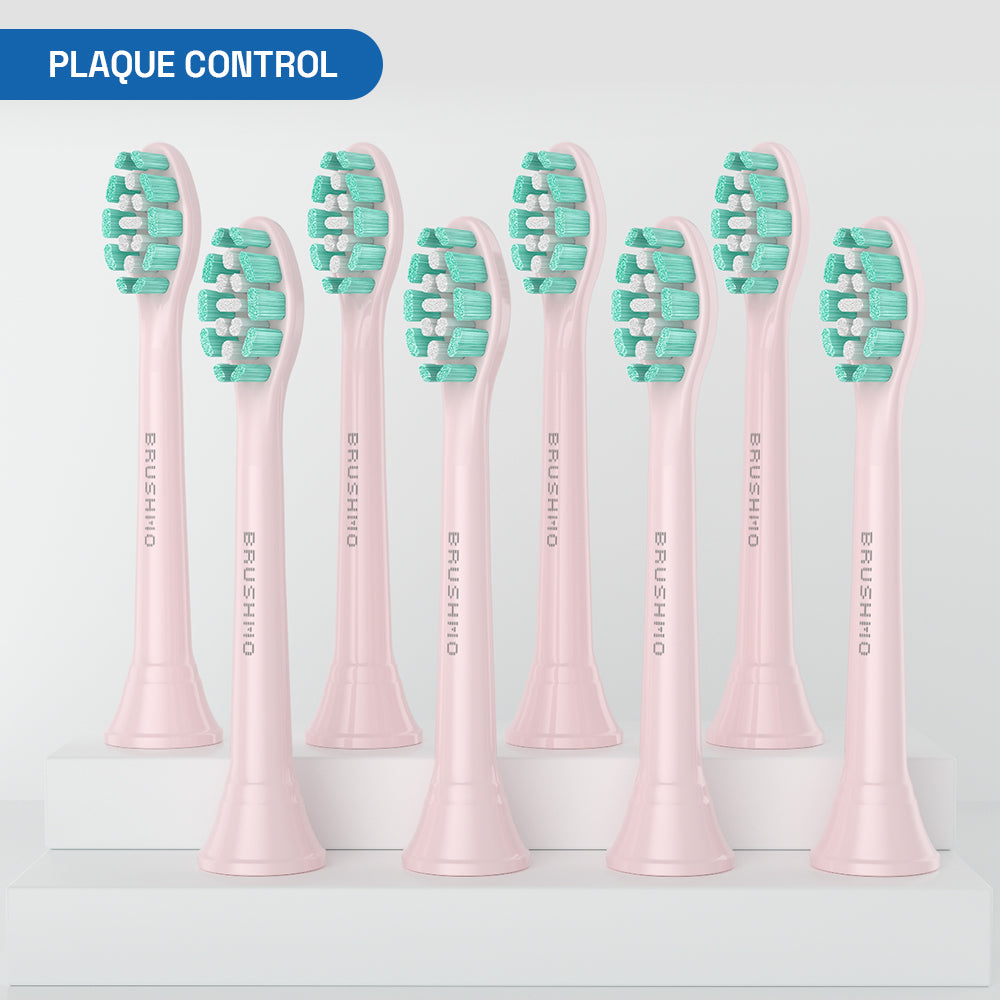 Plaque Control Replacement Toothbrush Heads Compatible with Philips Sonicare - 8 Pack, Pink