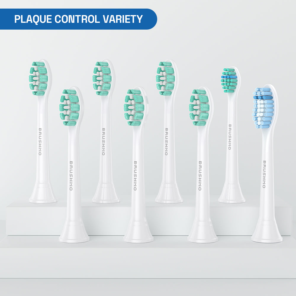 Plaque Control Variety Replacement Toothbrush Heads Compatible with Philips Sonicare - Combo, White