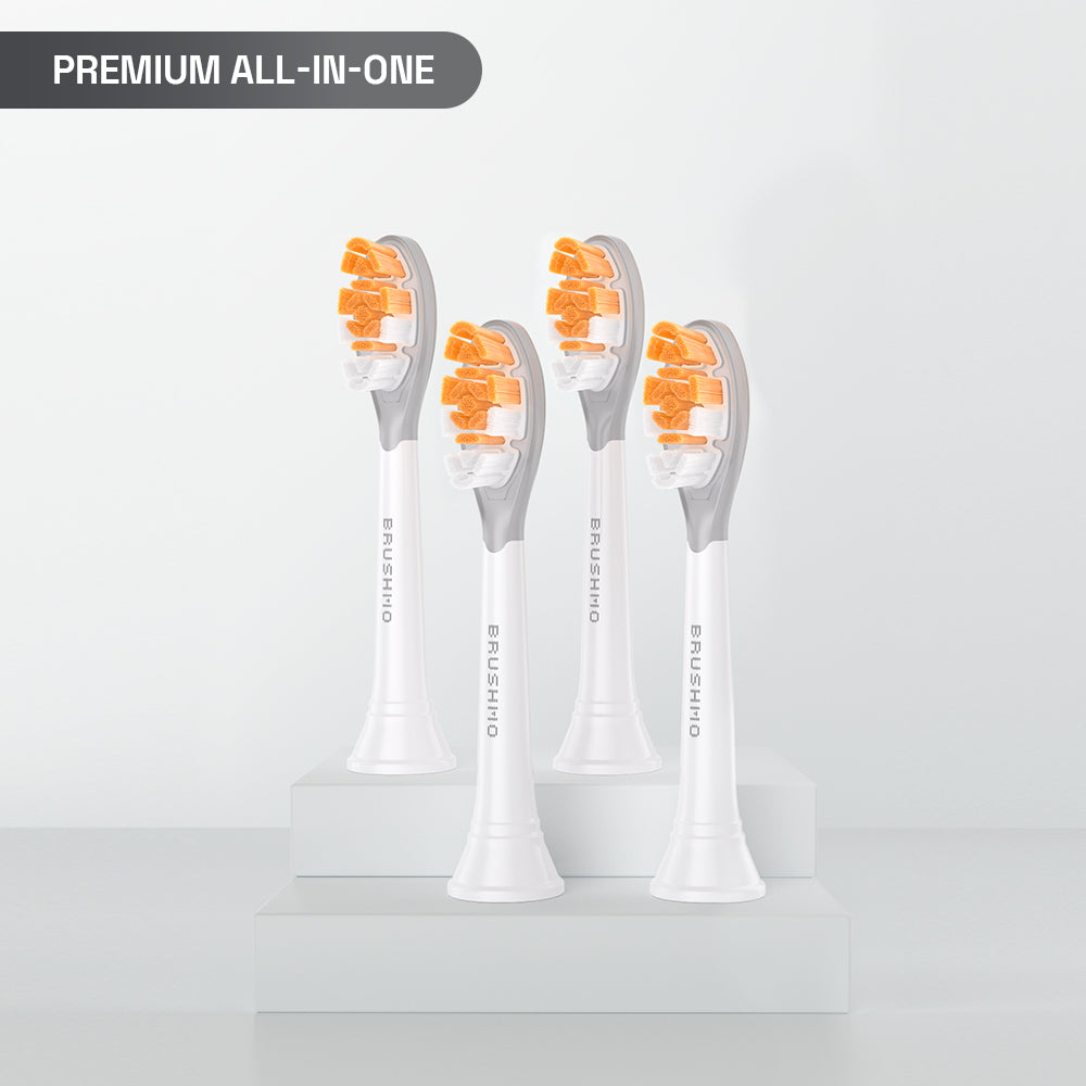 Replacement Toothbrush Heads Compatible with Philips Sonicare- All-in-One (4 Pack), White