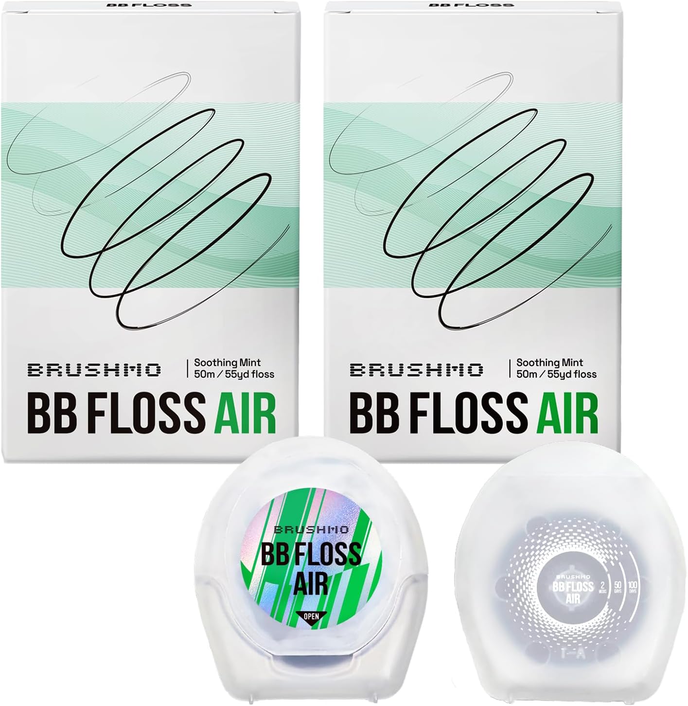 Award Winning Brushmo Black Floss (BBFloss) Expanding Woven Dental Floss AIR – 110YD, 2 Pack