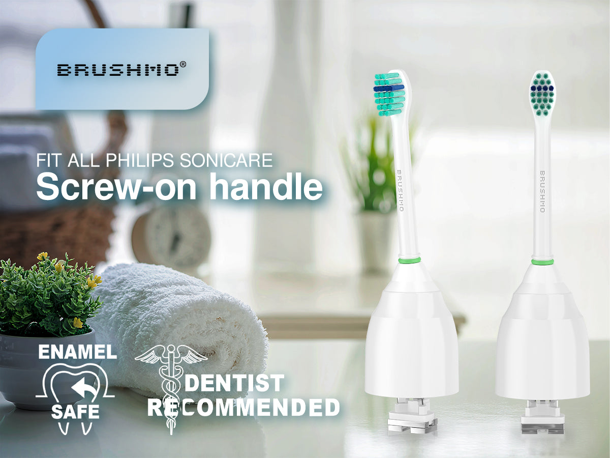 Compact Total Clean e-Series Replacement Toothbrush Heads Compatible with Philips Sonicare e-Series - 6 Pack, White