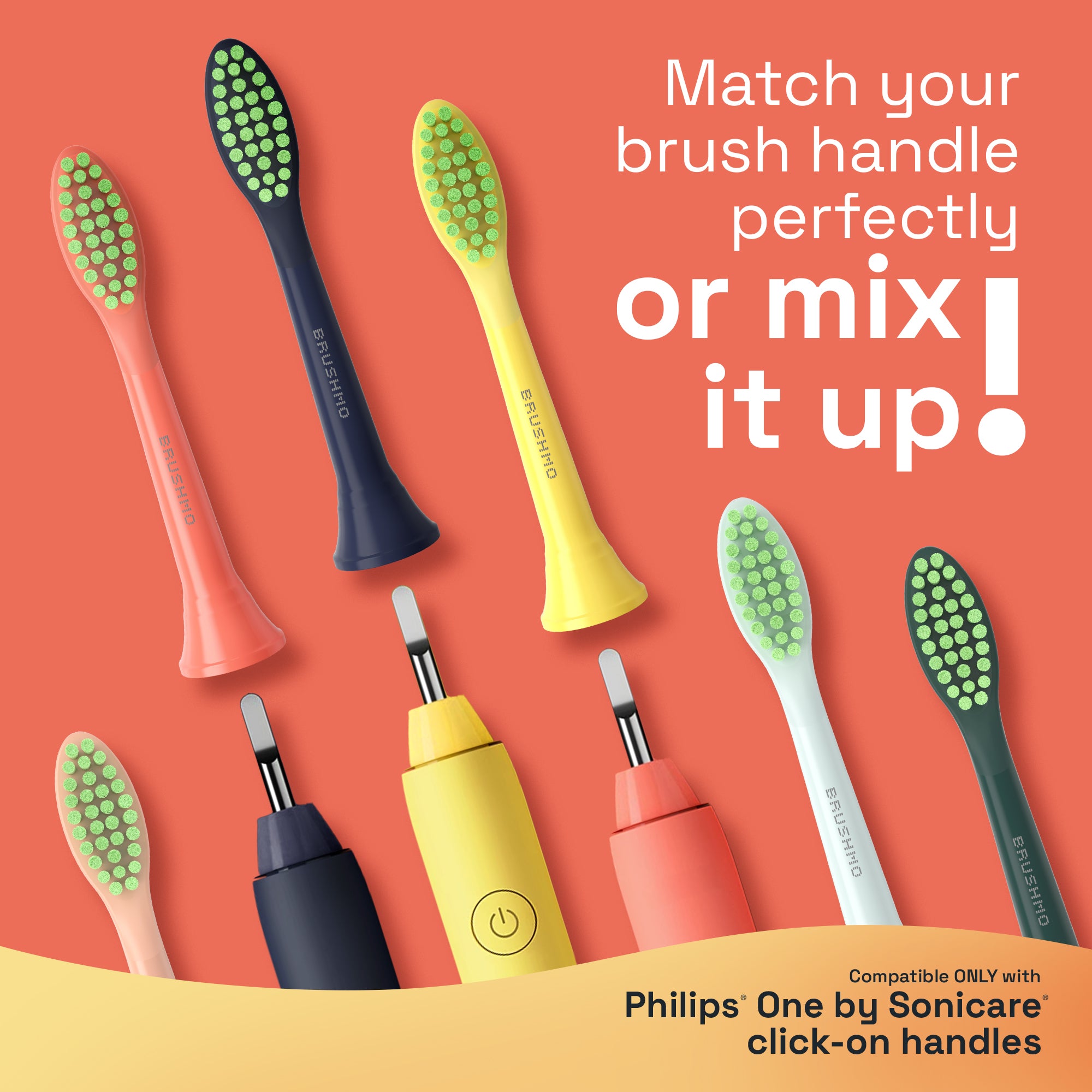 Replacement Toothbrush Heads Compatible with Philips Sonicare One - 4 Pack, Miami Coral