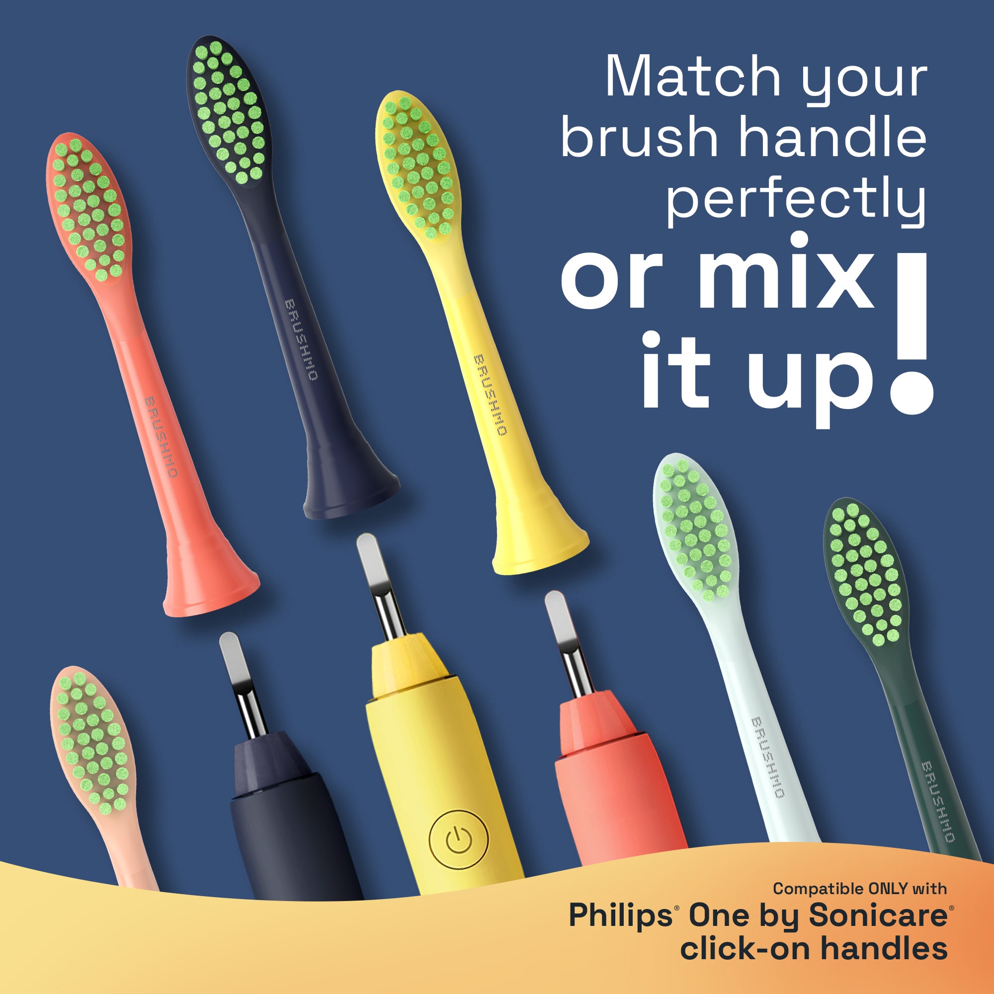 Replacement Toothbrush Heads Compatible with Philips Sonicare One - 4 Pack, Midnight Navy Blue