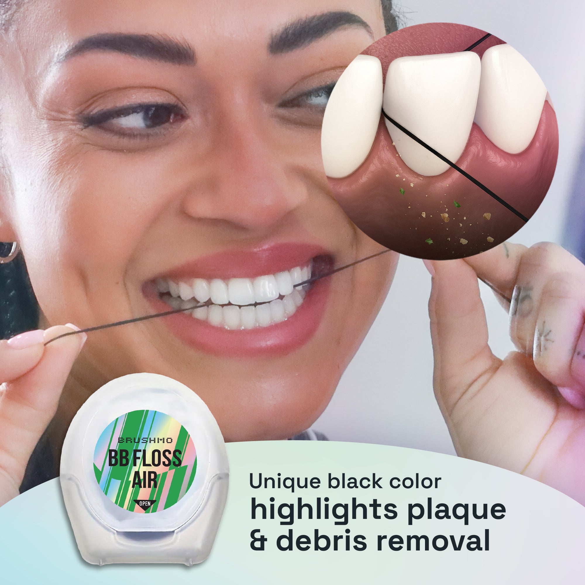 Brushmo Black Floss (BBFloss) Expanding Woven Dental Floss AIR – 55YD, 1 Pack