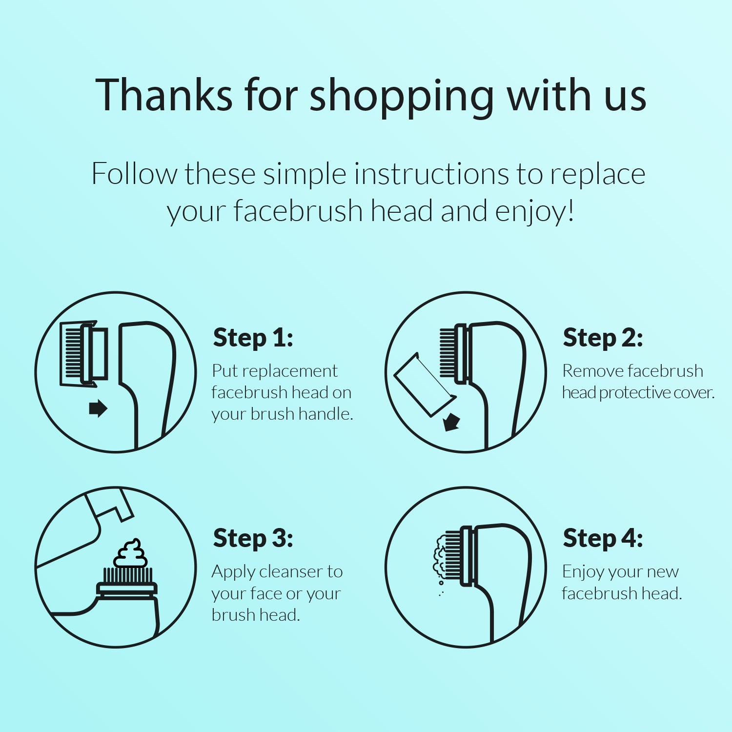 Replacement Facial Cleansing Brush Heads for Clarisonic - Sensitive Cleanse, 4 Pack