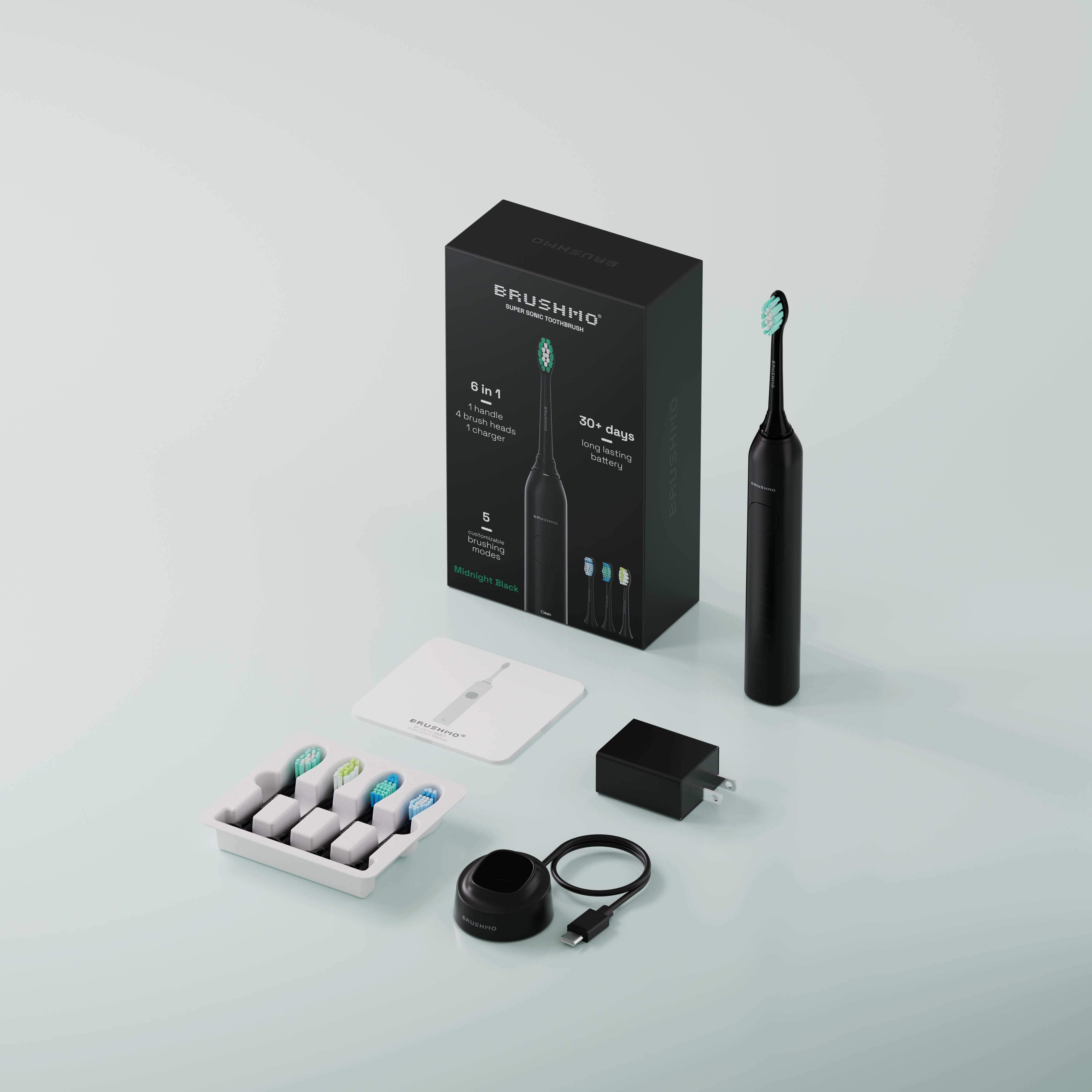 Brushmo Super Sonic Electric Toothbrush - Midnight Black