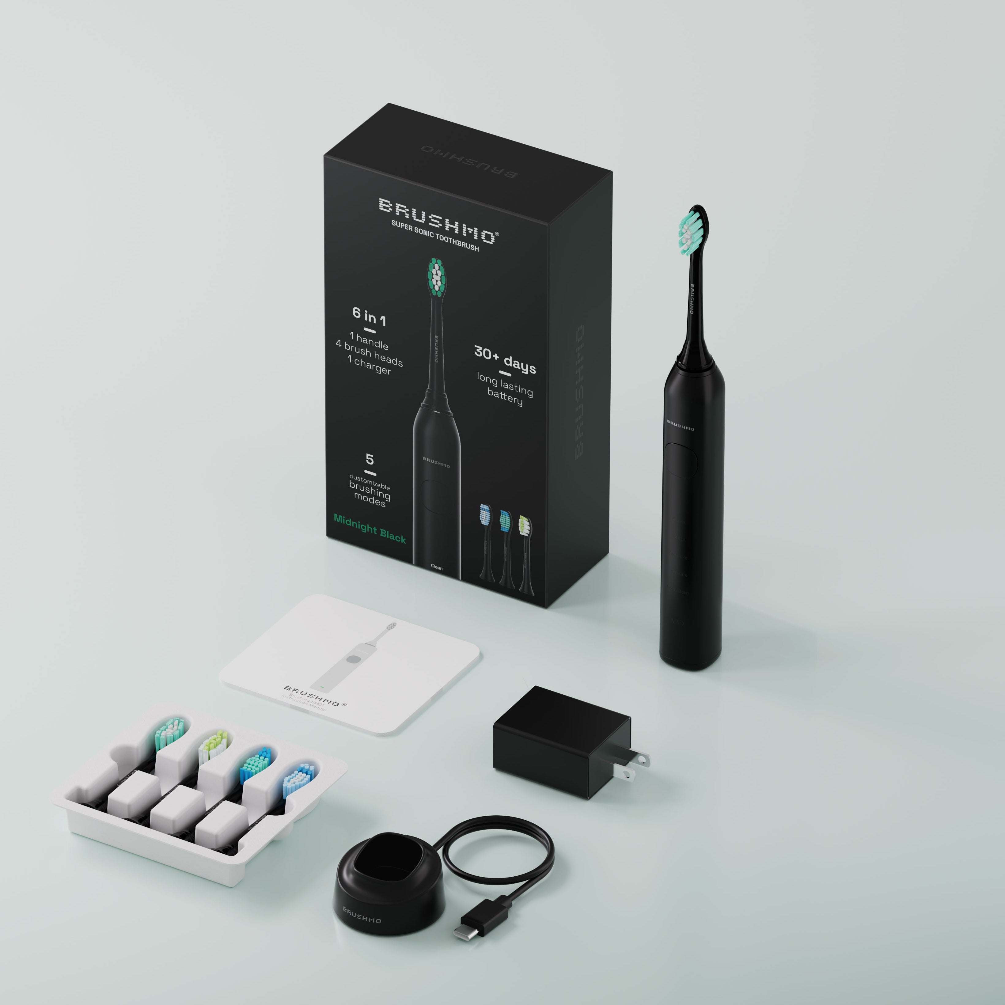 Brushmo Super Sonic Electric Toothbrush - Midnight Black