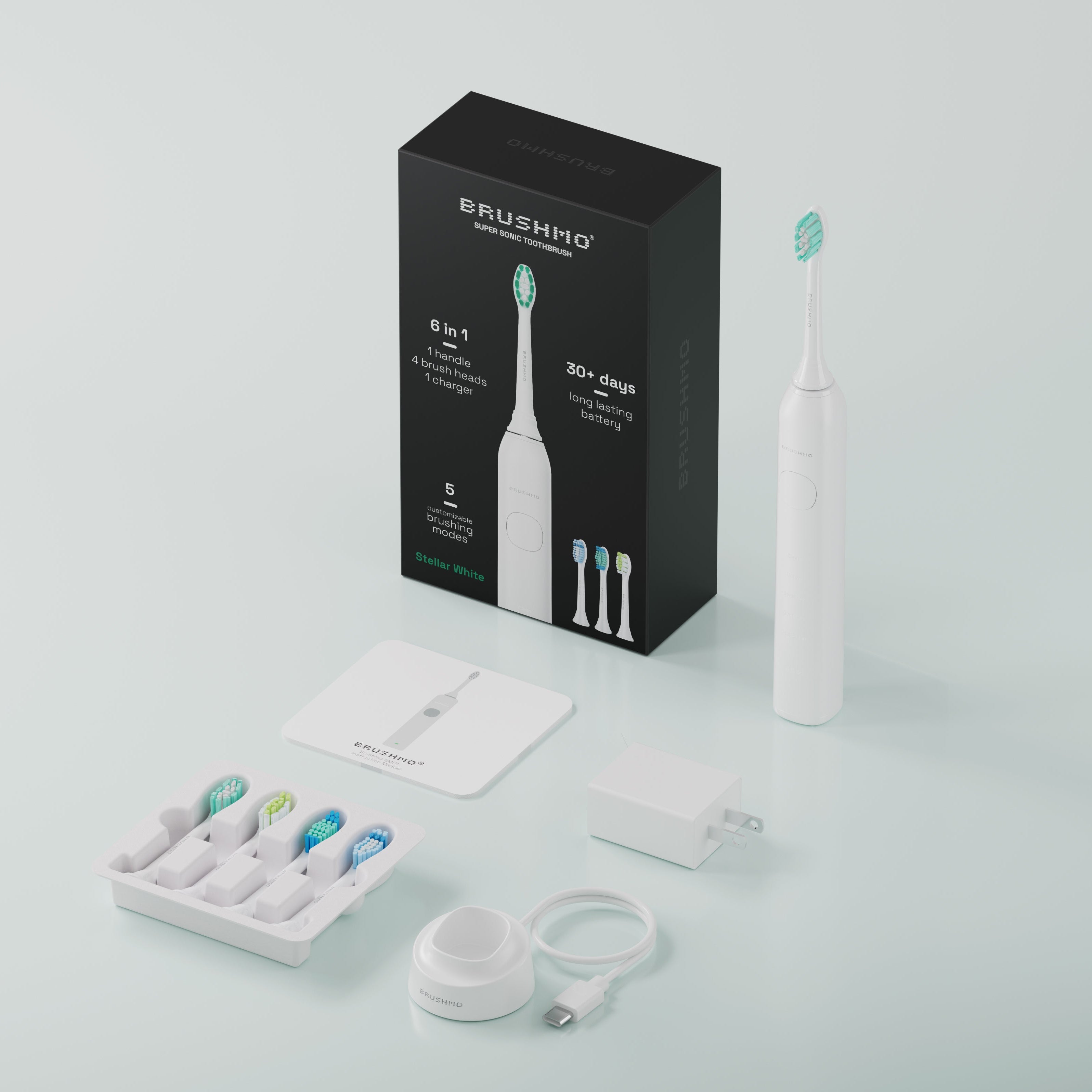 Brushmo Super Sonic Electric Toothbrush - Stellar White