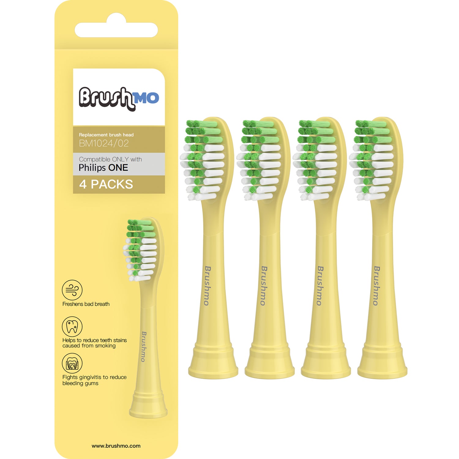 Replacement Toothbrush Heads Compatible for Philips One, 4 Pack Mango