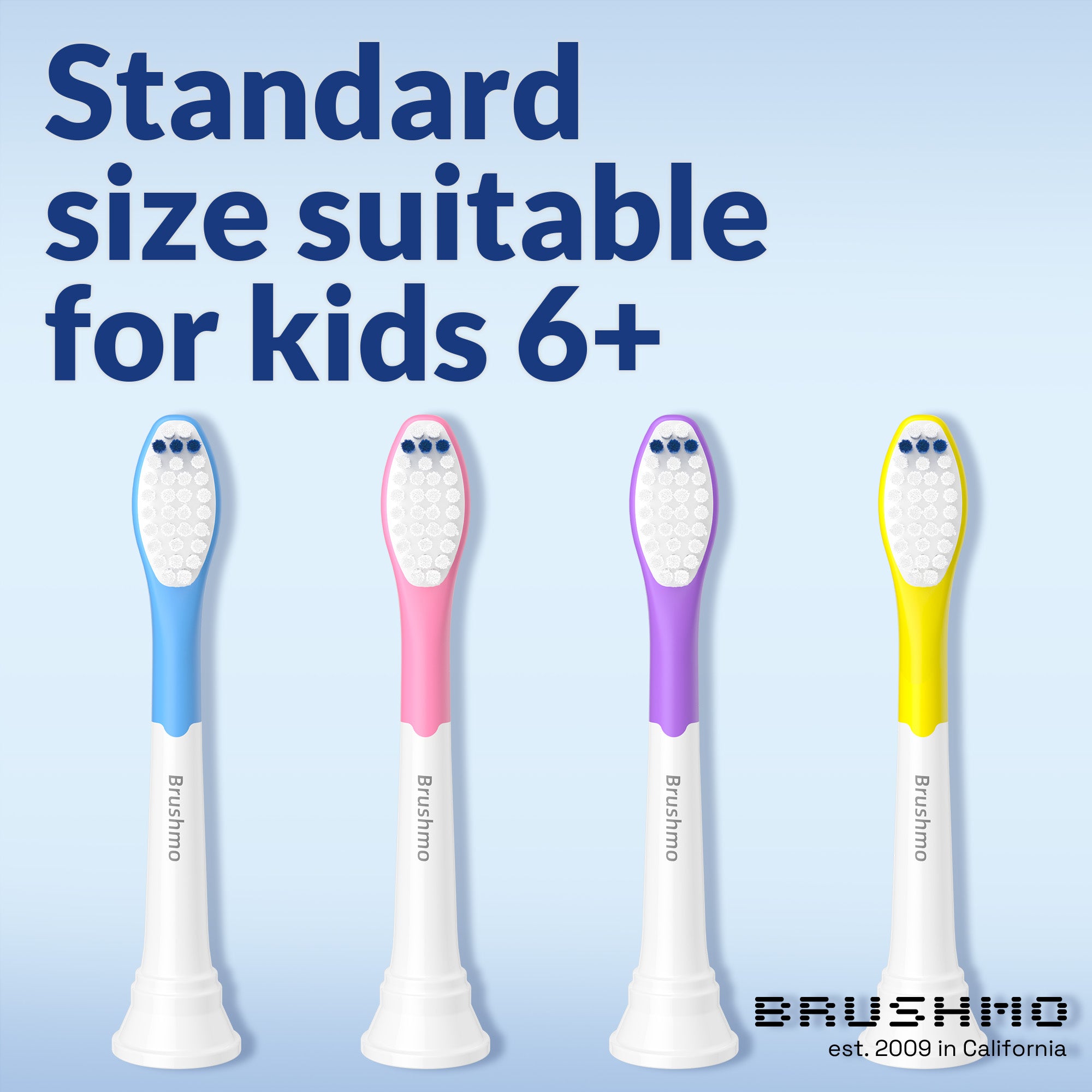 Kids Compact Replacement Toothbrush Heads Compatible with Sonicare for Kids - 8 Pack, Assorted Colors