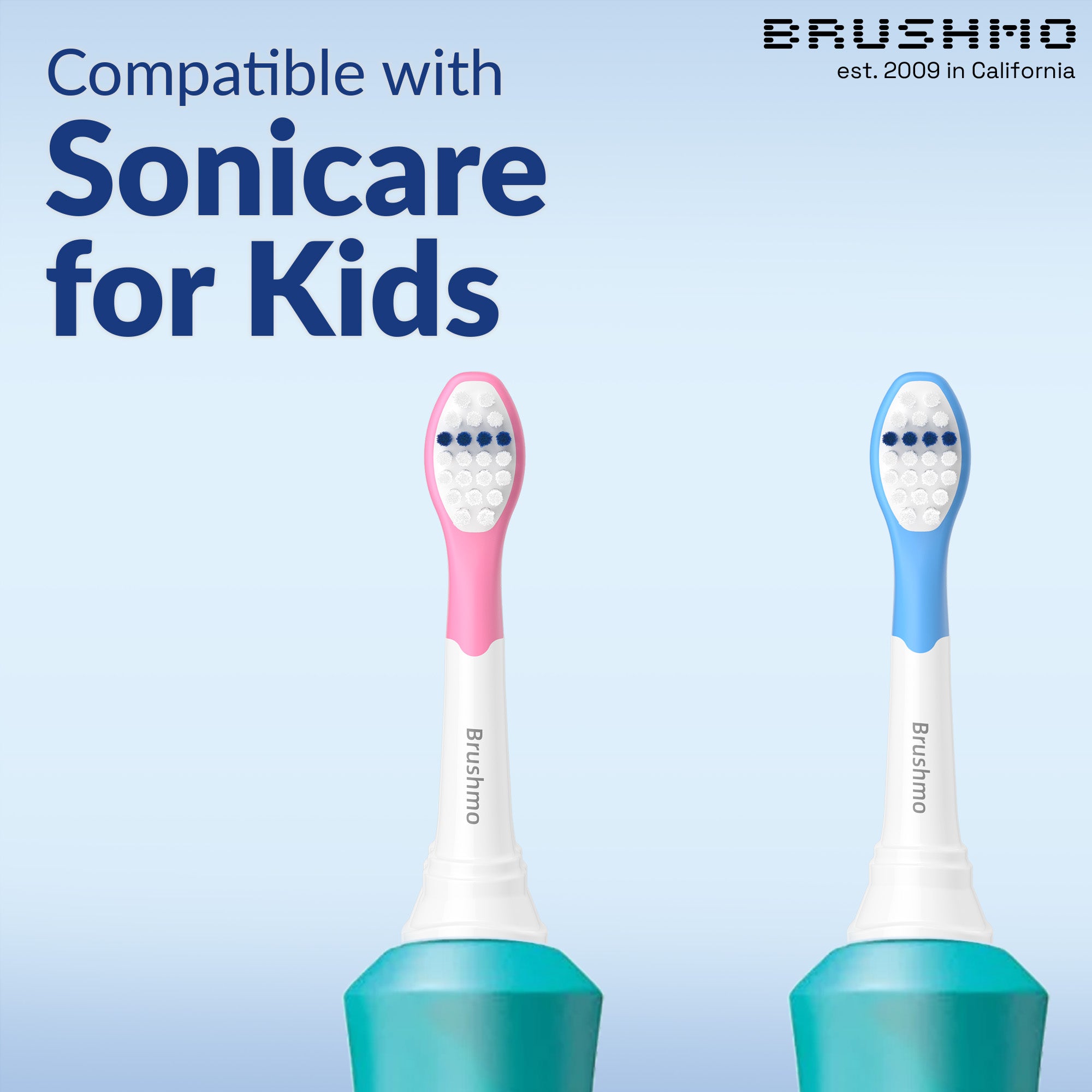 Kids Compact Replacement Toothbrush Heads Compatible with Sonicare for Kids - 8 Pack, Assorted Colors