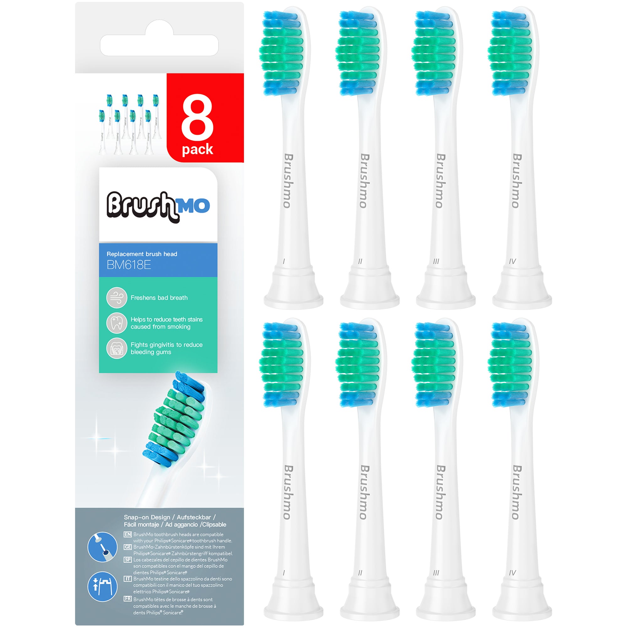 Replacement Toothbrush Heads Compatible with Phillips Sonicare Electric Toothbrush HX6013/HX6015, 8 Pack