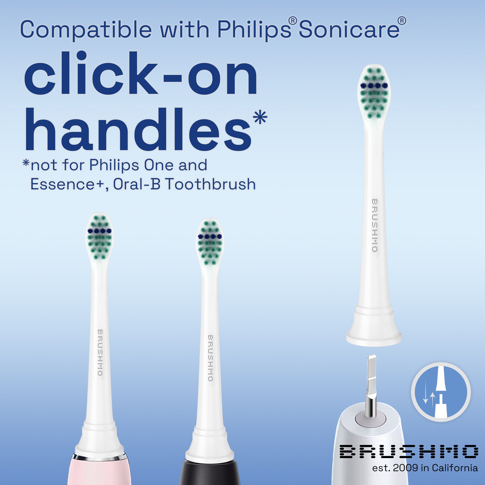 Compact Total Clean Replacement Toothbrush Heads Compatible with Philips Sonicare - 8 Pack, White