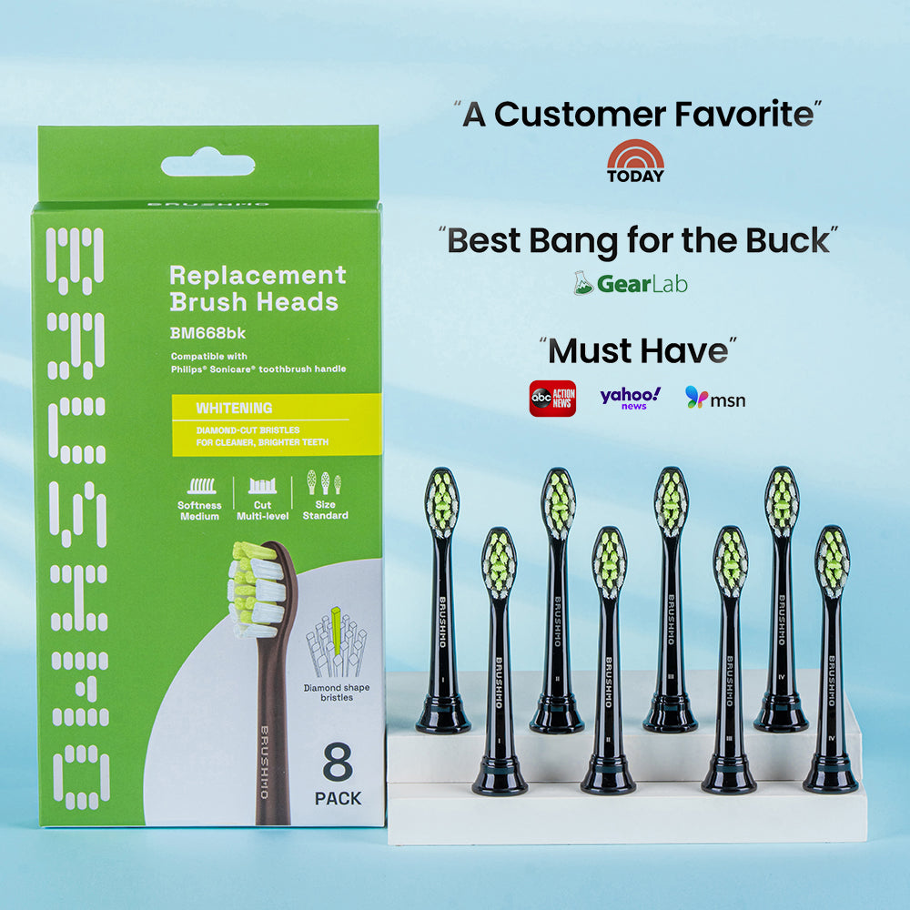 Whitening Replacement Toothbrush Heads Compatible with Philips Sonicare DiamondClean - 8 Pack, Black