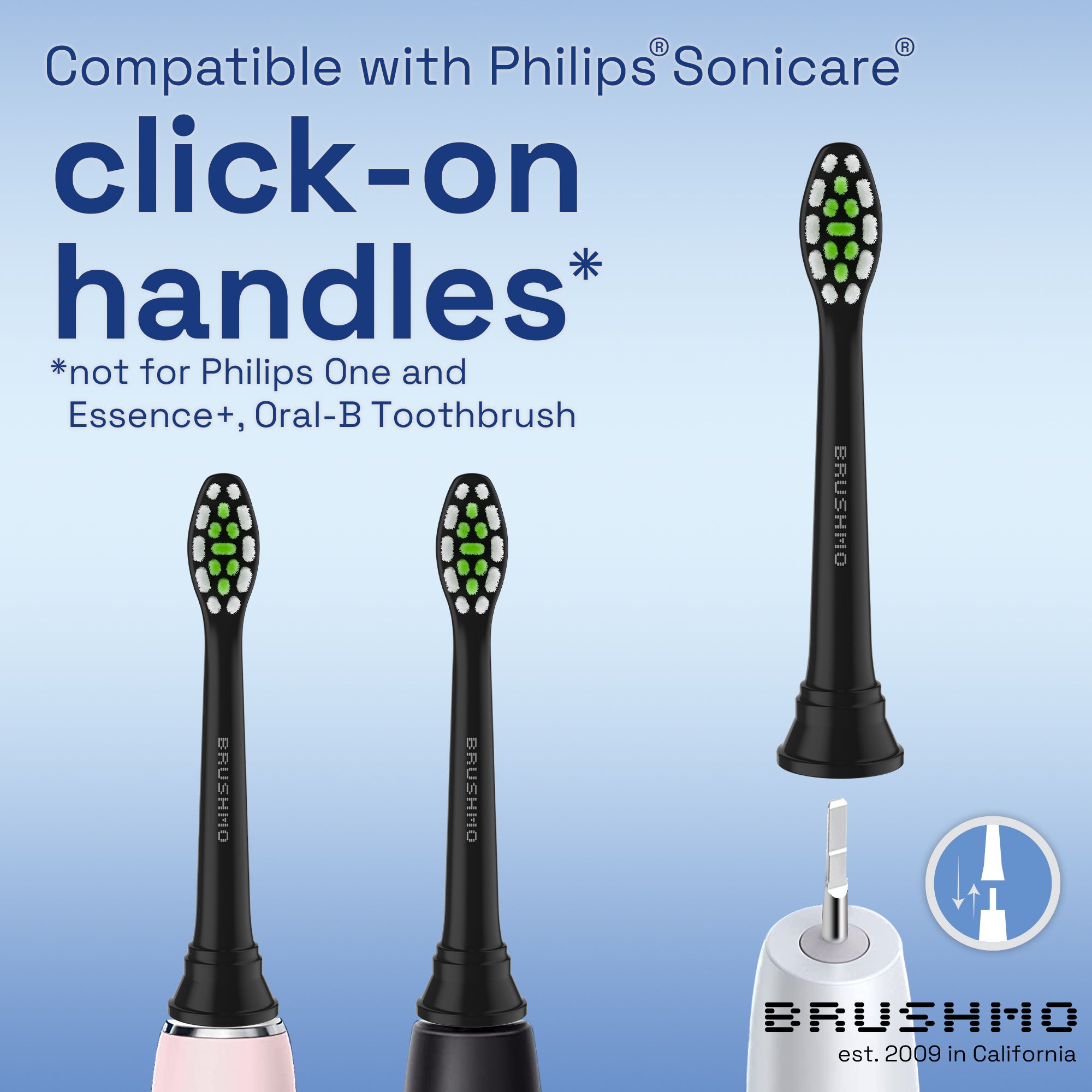 Whitening Replacement Toothbrush Heads Compatible with Philips Sonicare DiamondClean - 8 Pack, Black