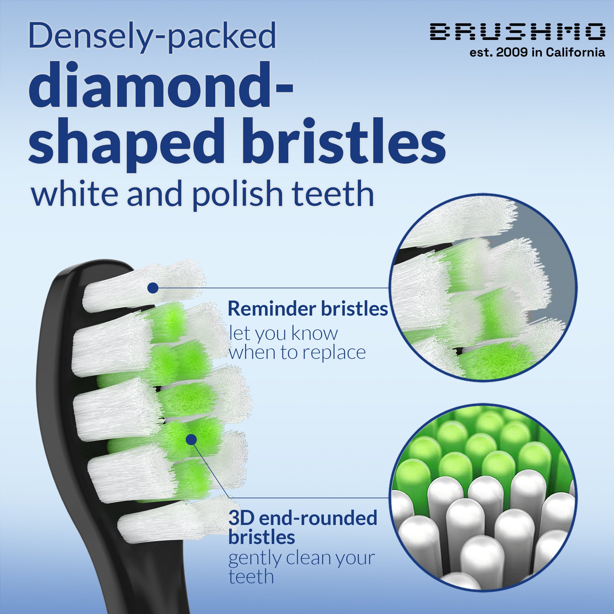 Whitening Replacement Toothbrush Heads Compatible with Philips Sonicare DiamondClean - 8 Pack, Black