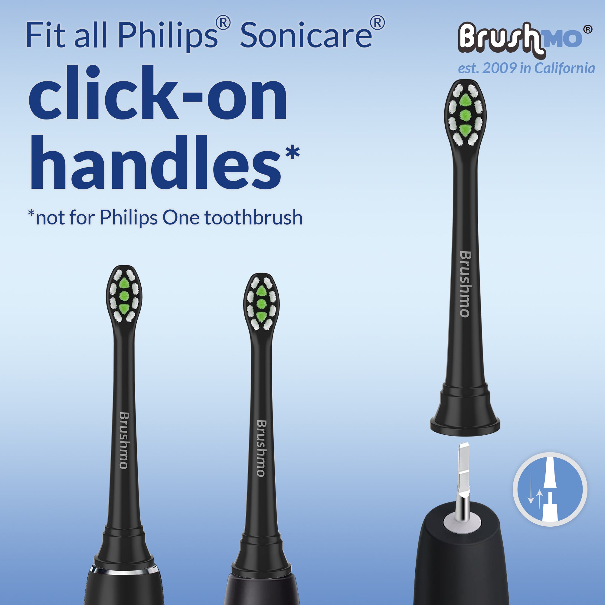 Replacement toothbrush heads for Philips Sonicare DiamondClean HX6072, Black, 8 pack compact