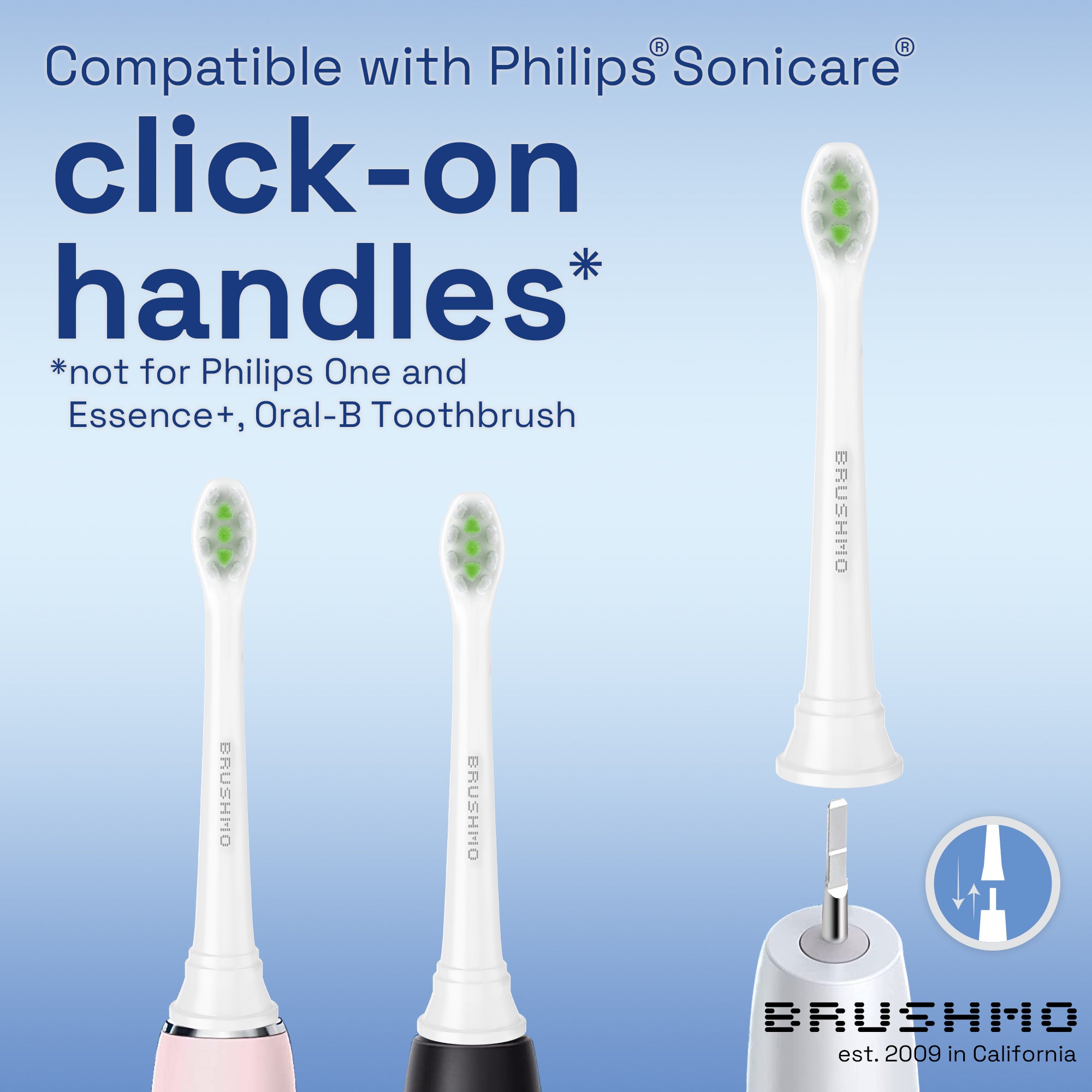 Compact Whitening Replacement Toothbrush Heads Compatible with Sonicare DiamondClean - 8 Pack, White