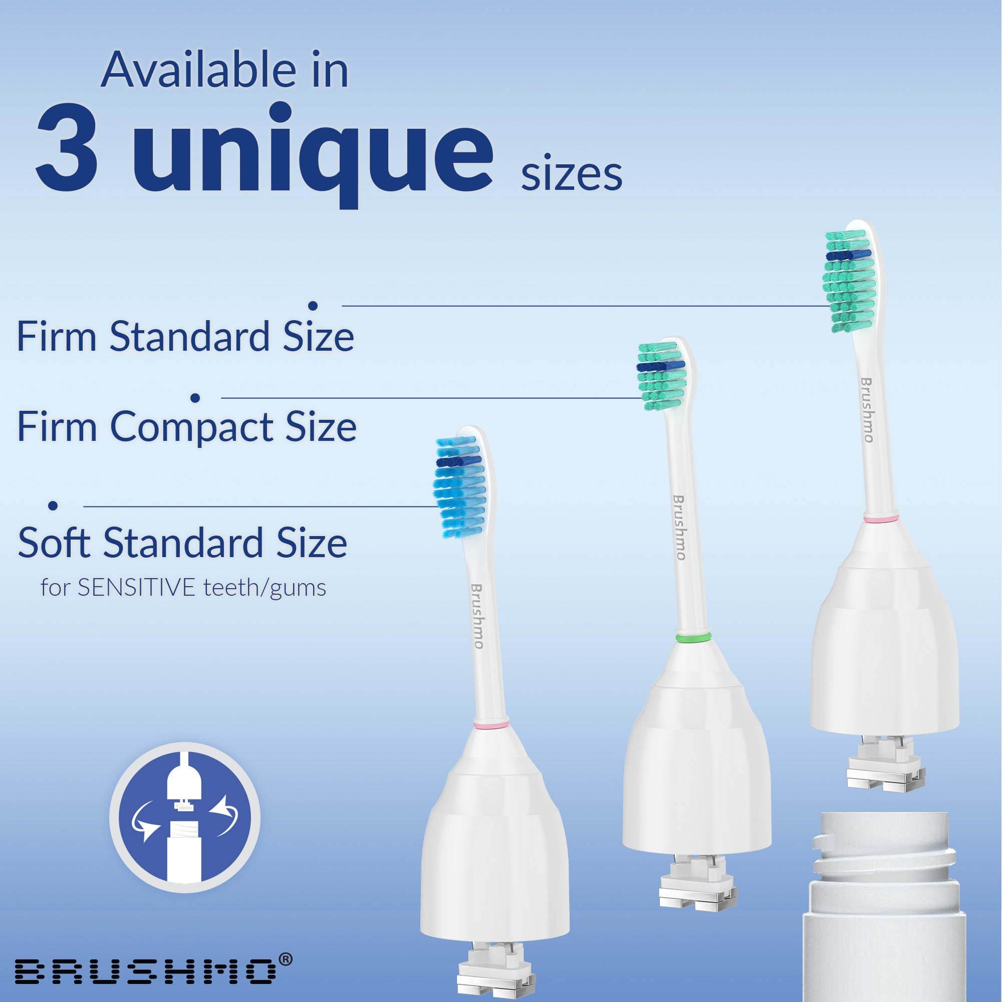 Compact Total Clean e-Series Replacement Toothbrush Heads Compatible with Philips Sonicare e-Series - 6 Pack, White