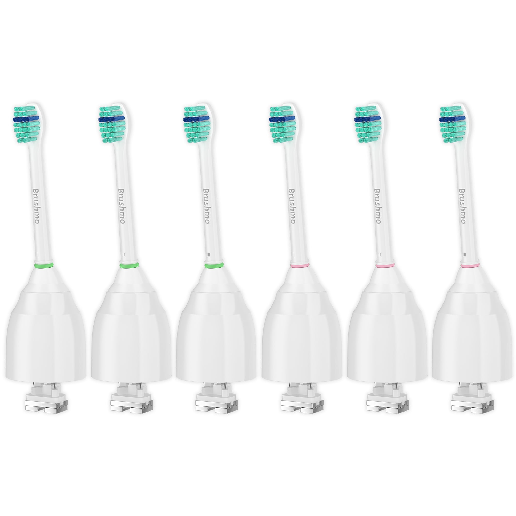 Compact Total Clean e-Series Replacement Toothbrush Heads Compatible with Philips Sonicare e-Series - 6 Pack, White