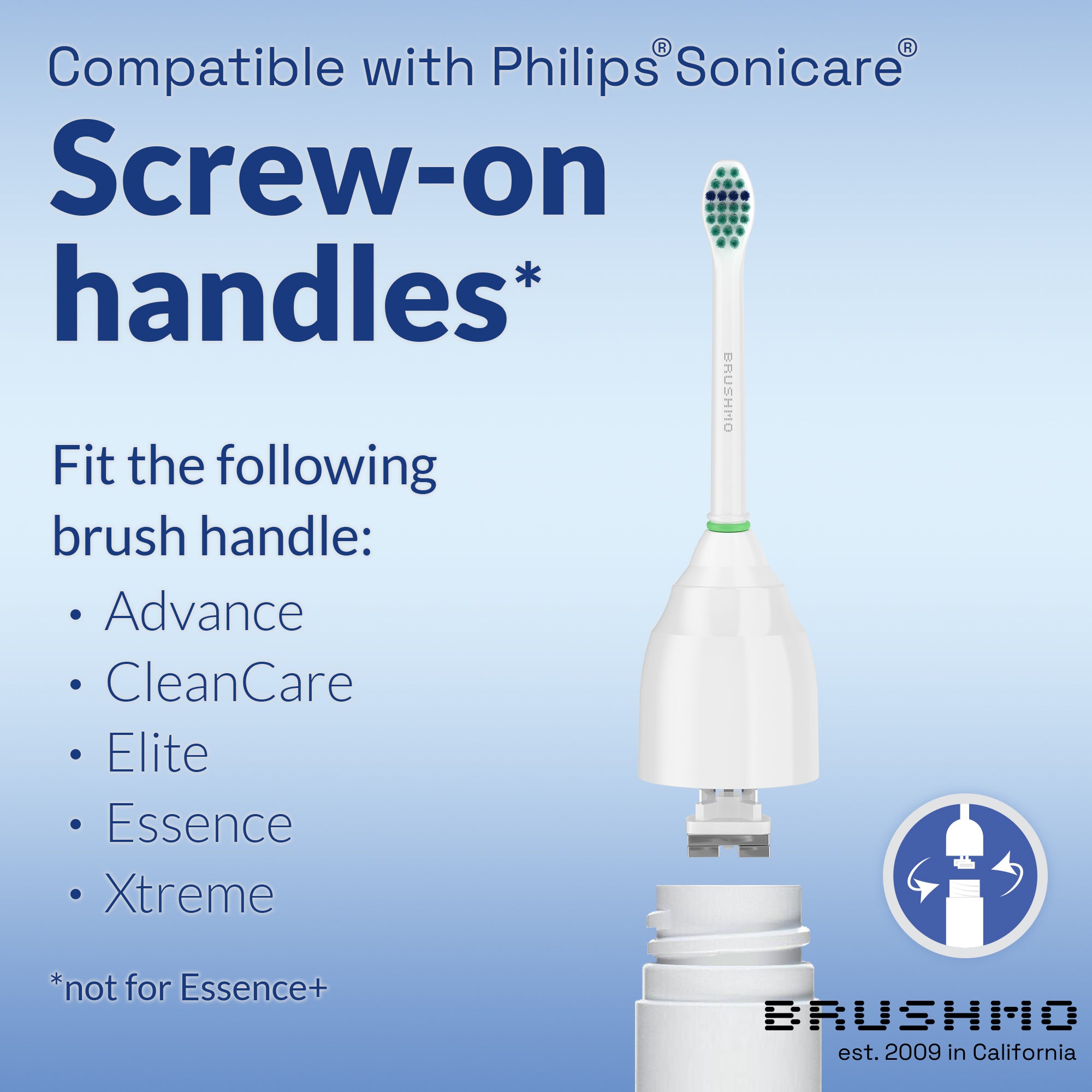 Compact Total Clean e-Series Replacement Toothbrush Heads Compatible with Philips Sonicare e-Series - 6 Pack, White