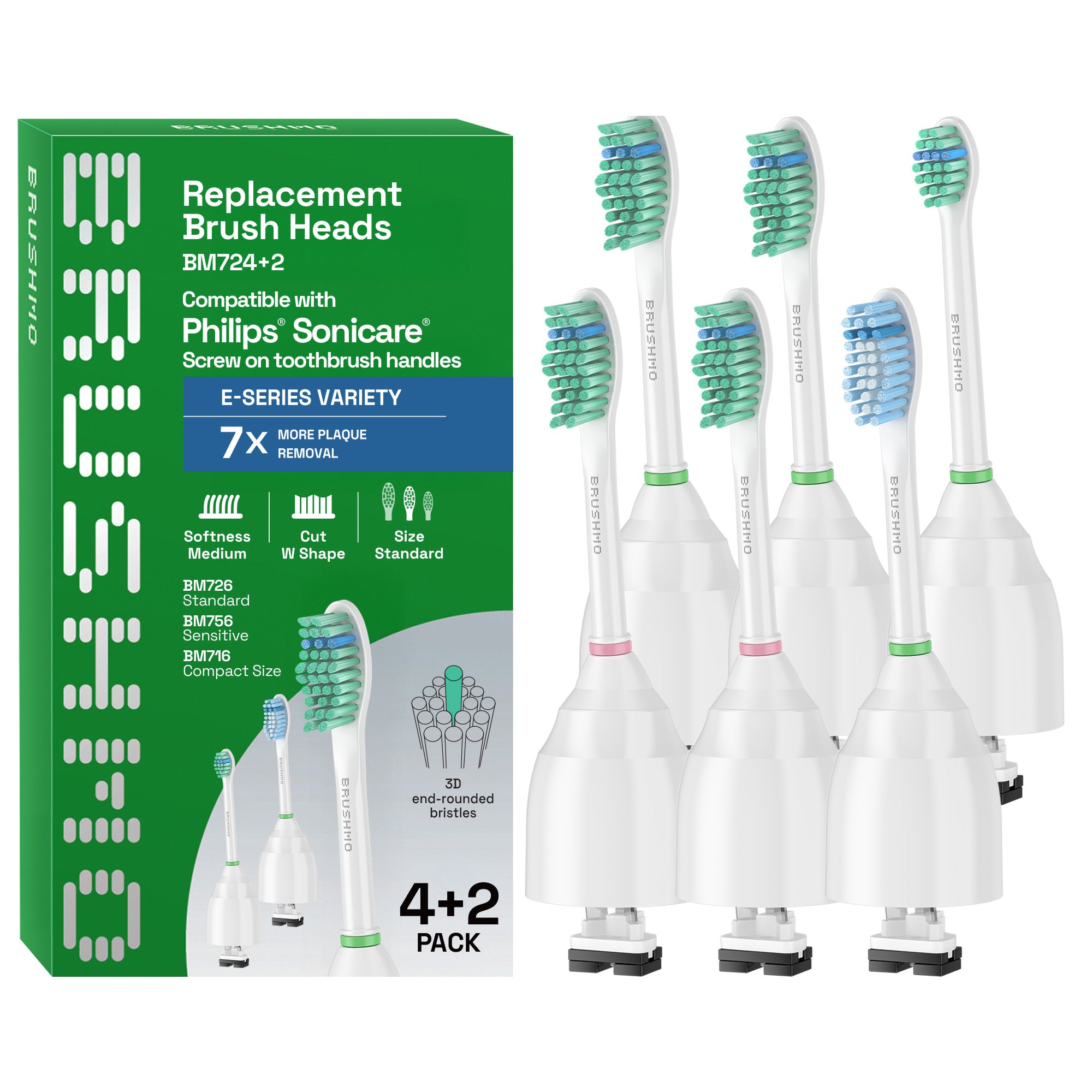 e-Series Variety Replacement Toothbrush Heads for Philips Sonicare e-Series - Combo, White