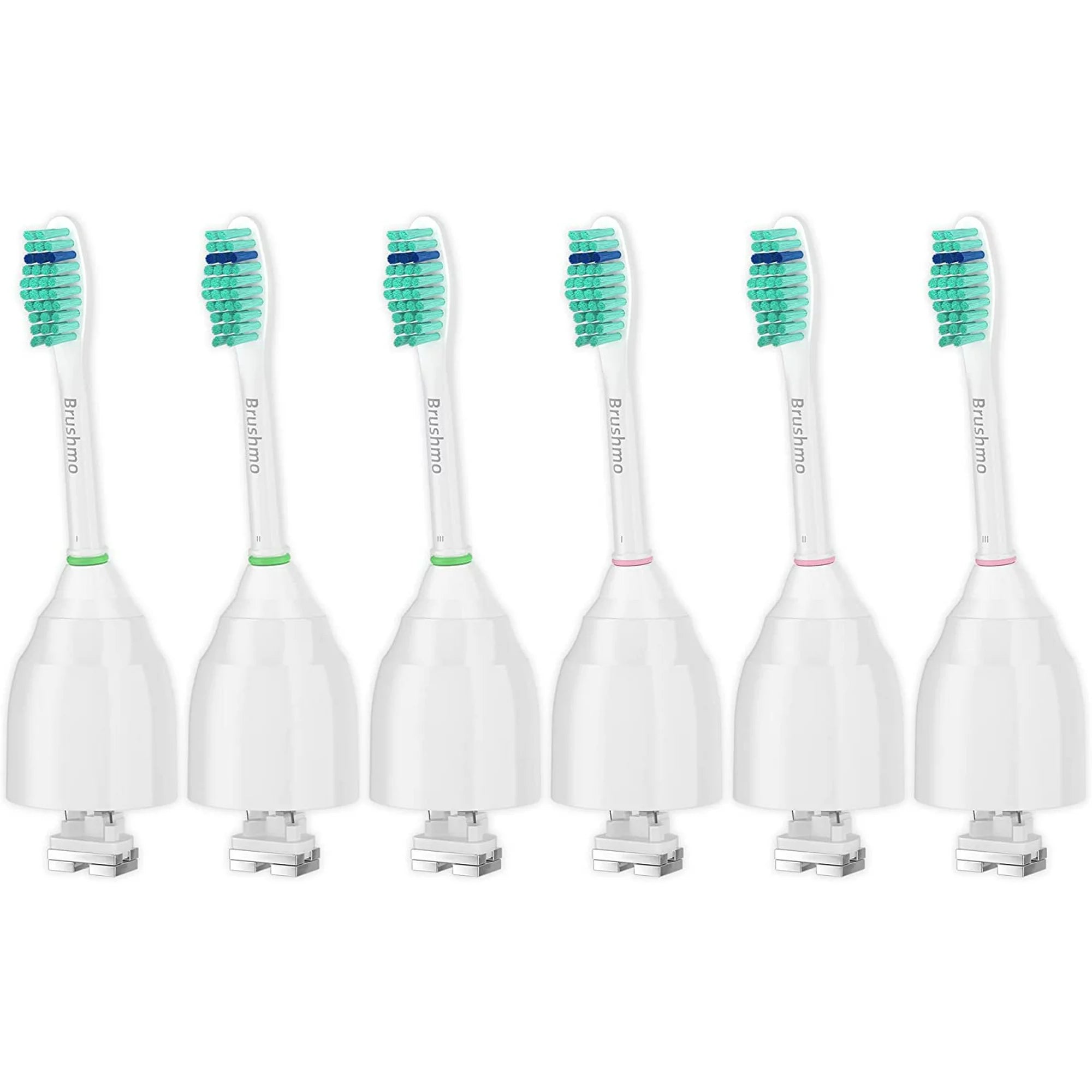 Total Clean e-Series Replacement Toothbrush Heads Compatible with Philips Sonicare e-Series - 6 Pack, White