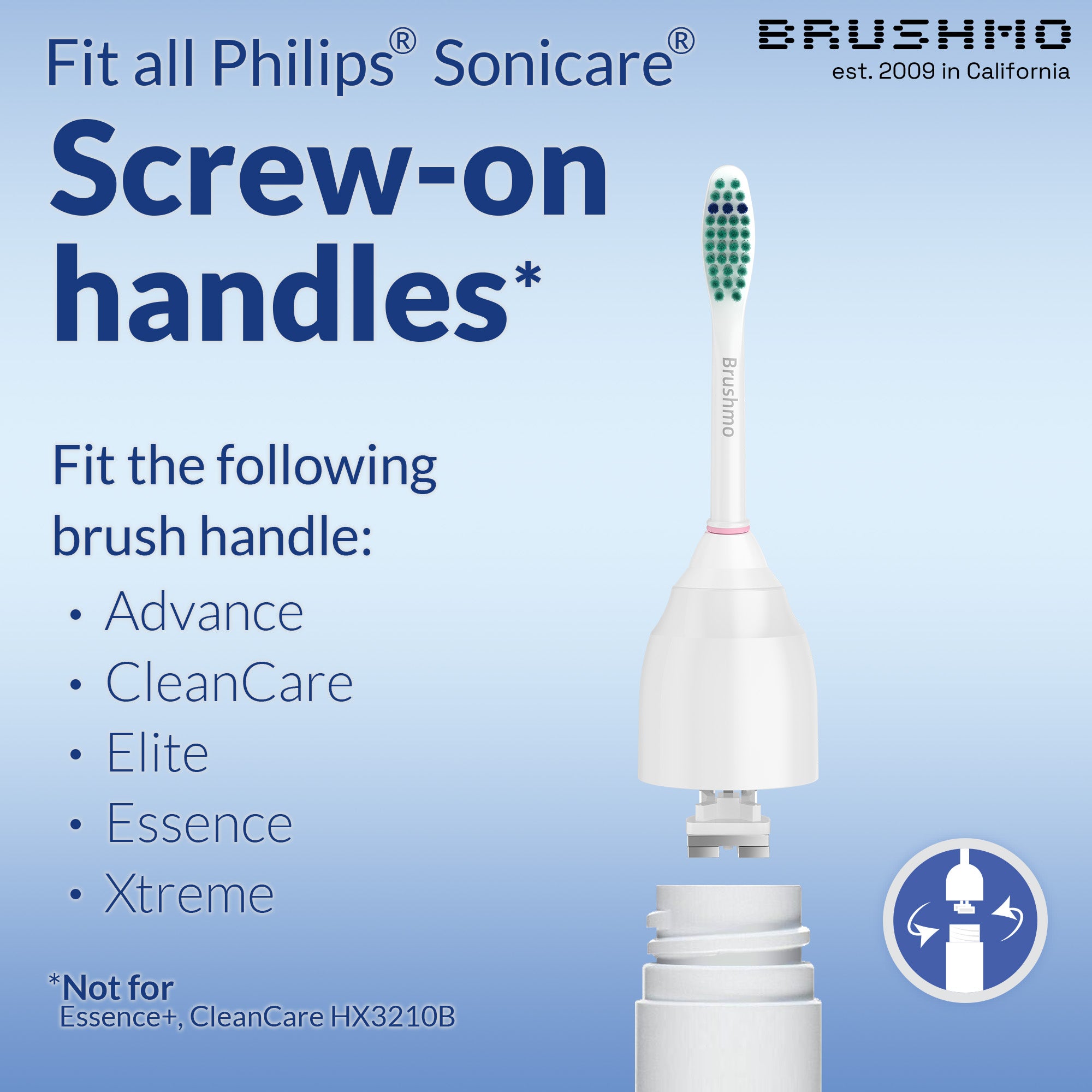 Total Clean e-Series Replacement Toothbrush Heads Compatible with Philips Sonicare e-Series - 6 Pack, White