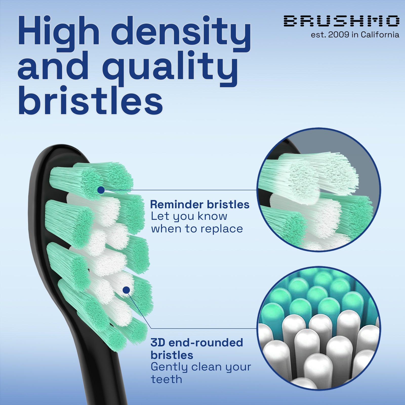 Plaque Control Replacement Toothbrush Heads Compatible with Philips Sonicare - 8 Pack, Black
