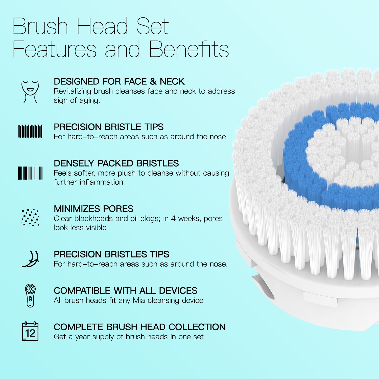 Replacement Facial Cleansing Brush Heads for Clarisonic - Deep Pore Cleanse, 4 Pack