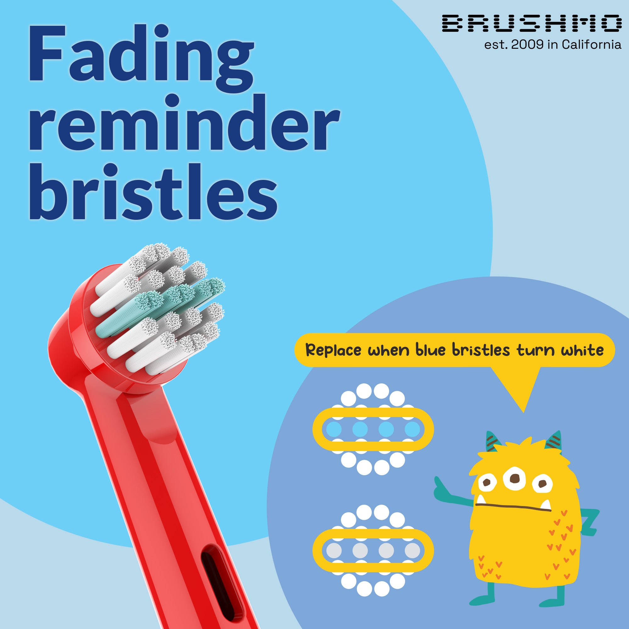 Kids Compact Replacement Toothbrush Heads Compatible with Oral-B Kids - 8 Pack, Assorted Colors